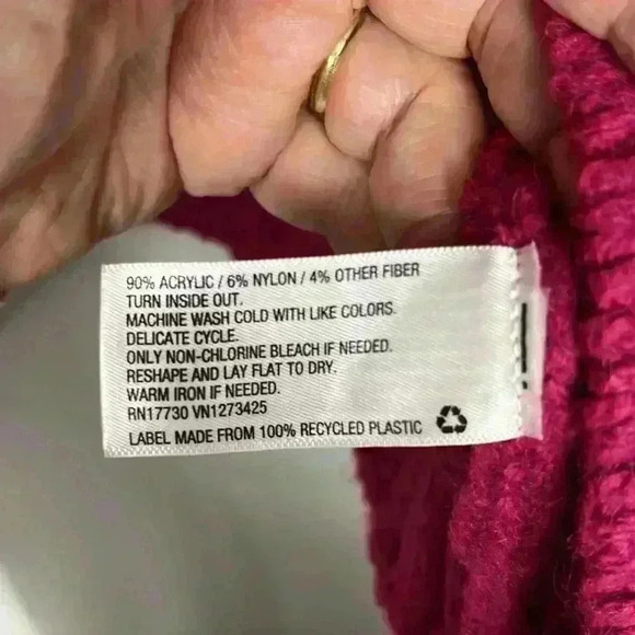 Universal Thread Womens Sweater Dark Pink Tan XL Raglan Sleeves Cropped Chunky - Picture 7 of 11